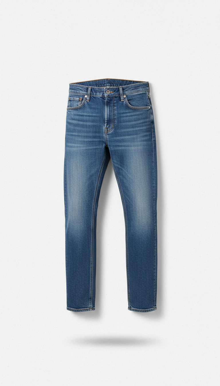 Mid-rise blue denim jeans